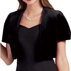 Black Velvet Short Sleeve Crop Jacket